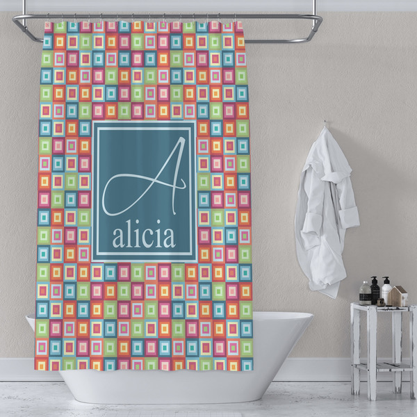 Retro Squares Shower Curtain Lifestyle