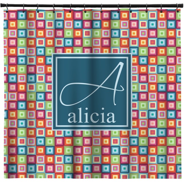 Custom Retro Squares Shower Curtain (Personalized)