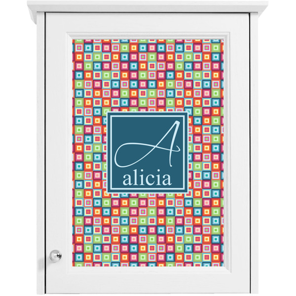 Retro Squares Single White Cabinet Decal