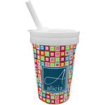Retro Squares Sippy Cup with Straw (Personalized)