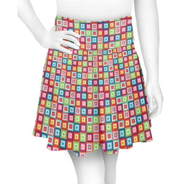 Custom Retro Squares Skater Skirt - Medium