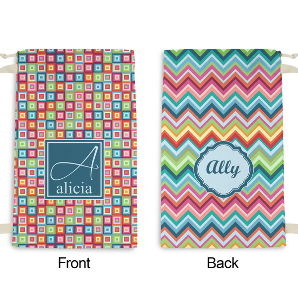 Retro Squares Small Laundry Bag - Front & Back View