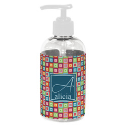 Retro Squares Plastic Soap / Lotion Dispenser (8 oz - Small - White) (Personalized)
