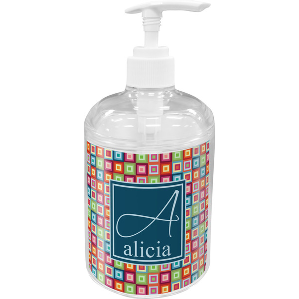 Custom Retro Squares Acrylic Soap & Lotion Bottle (Personalized)