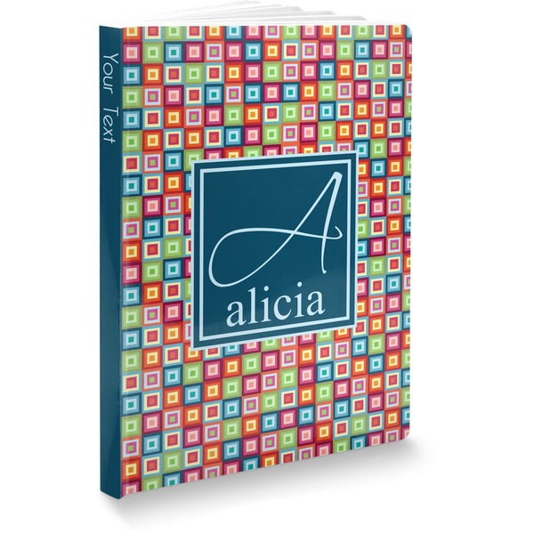 Custom Retro Squares Softbound Notebook (Personalized)