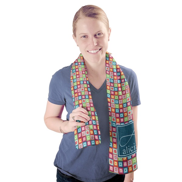 Retro Squares Sport Towel - Exercise use - Model