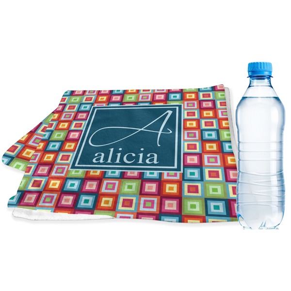 Custom Retro Squares Sports & Fitness Towel (Personalized)