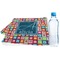 Retro Squares Sports Towel Folded with Water Bottle