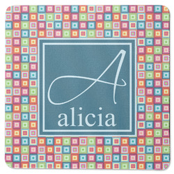 Retro Squares Square Rubber Backed Coaster (Personalized)