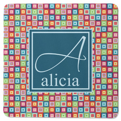 Retro Squares Square Rubber Backed Coaster (Personalized)