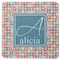 Retro Squares Square Rubber Backed Coaster (Personalized)