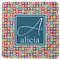 Retro Squares Square Rubber Backed Coaster (Personalized)