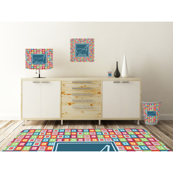 Retro Squares Square Wall Decal Wooden Desk