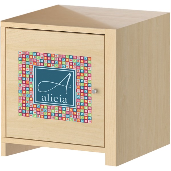 Retro Squares Square Wall Decal on Wooden Cabinet