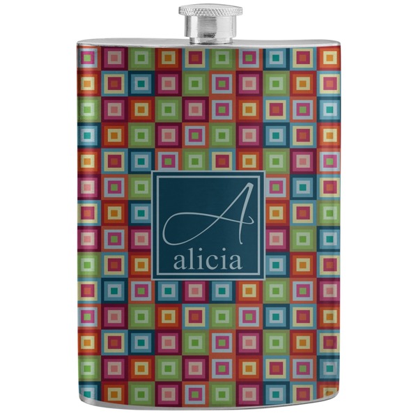 Custom Retro Squares Stainless Steel Flask (Personalized)
