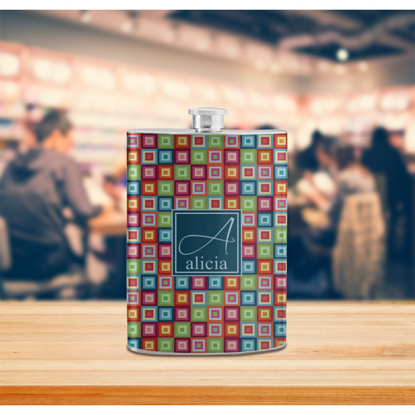 Retro Squares Stainless Steel Flask - LIFESTYLE 2