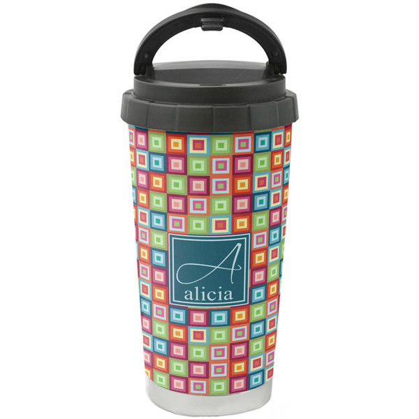 Custom Retro Squares Stainless Steel Coffee Tumbler (Personalized)
