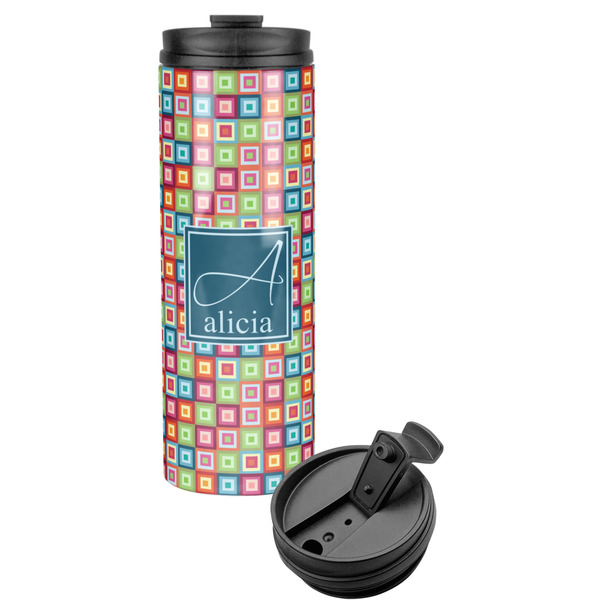 Custom Retro Squares Stainless Steel Skinny Tumbler (Personalized)