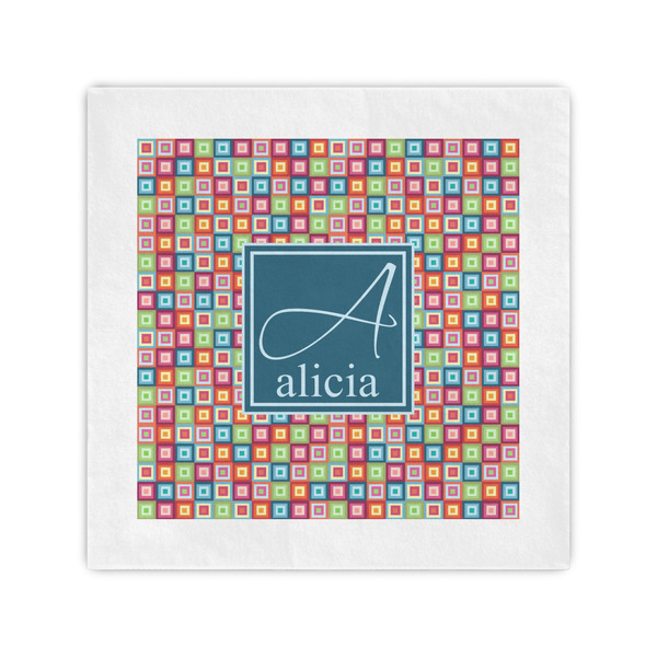 Custom Retro Squares Cocktail Napkins (Personalized)