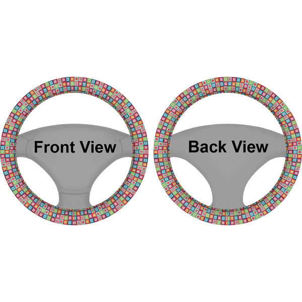 Retro Squares Steering Wheel Cover- Front and Back