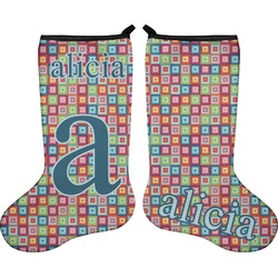 Retro Squares Holiday Stocking - Double-Sided - Neoprene (Personalized)