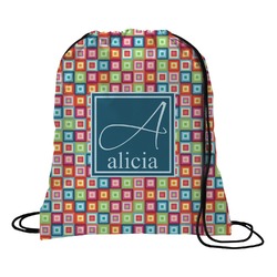 Retro Squares Drawstring Backpack (Personalized)
