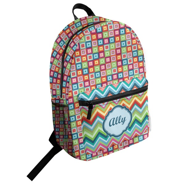 Custom Retro Squares Student Backpack (Personalized)