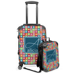 Retro Squares Kids 2-Piece Luggage Set - Suitcase & Backpack (Personalized)