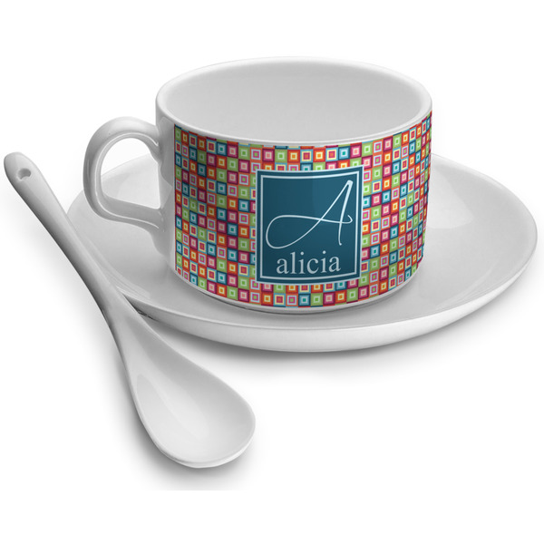 Custom Retro Squares Tea Cup - Single (Personalized)