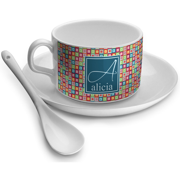Custom Retro Squares Tea Cup (Personalized)