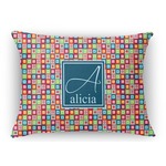 Retro Squares Rectangular Throw Pillow Case (Personalized)