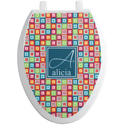 Retro Squares Toilet Seat Decal - Elongated (Personalized)