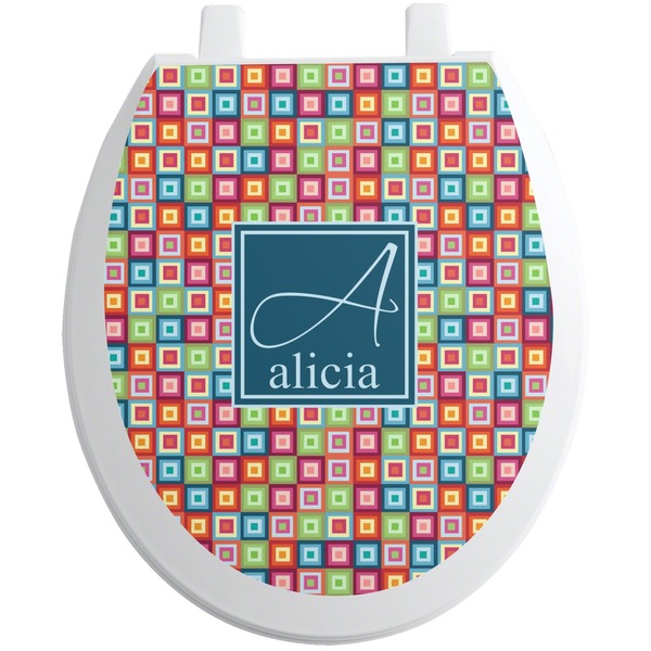 Custom Retro Squares Toilet Seat Decal (Personalized)