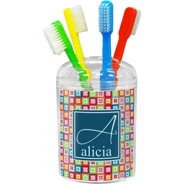 Custom Retro Squares Toothbrush Holder (Personalized)