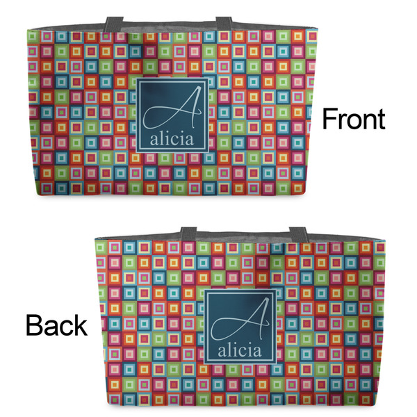 Retro Squares Tote w/Black Handles - Front & Back Views