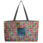 Retro Squares Beach Totes Bag - w/ Black Handles (Personalized)