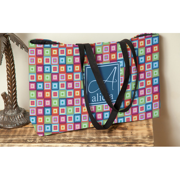 Retro Squares Tote w/Black Handles - Lifestyle View