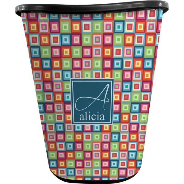 Retro Squares Trash Can Black