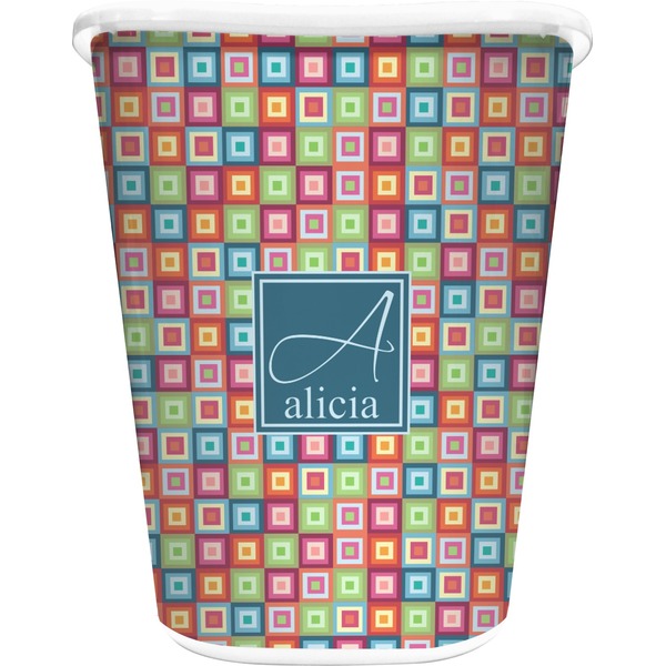 Custom Retro Squares Waste Basket (Personalized)