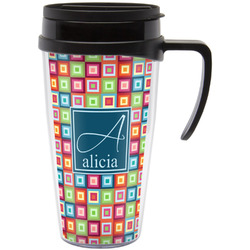 Retro Squares Acrylic Travel Mug with Handle (Personalized)