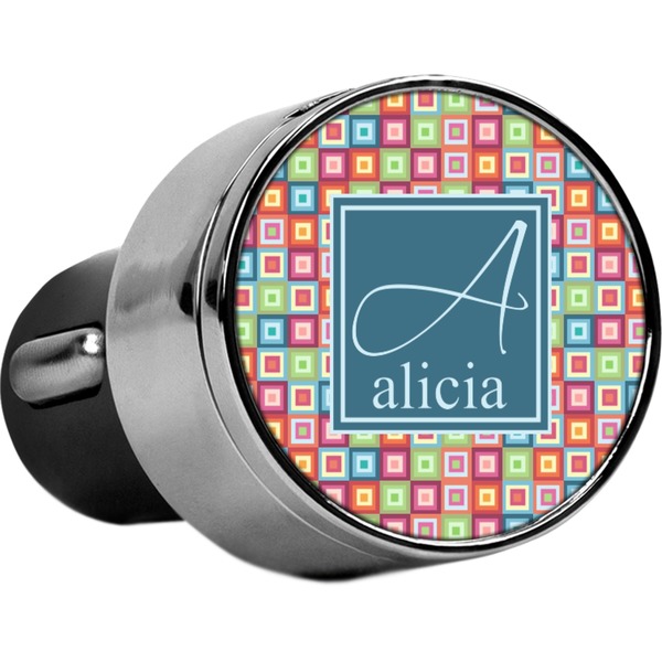 Custom Retro Squares USB Car Charger (Personalized)