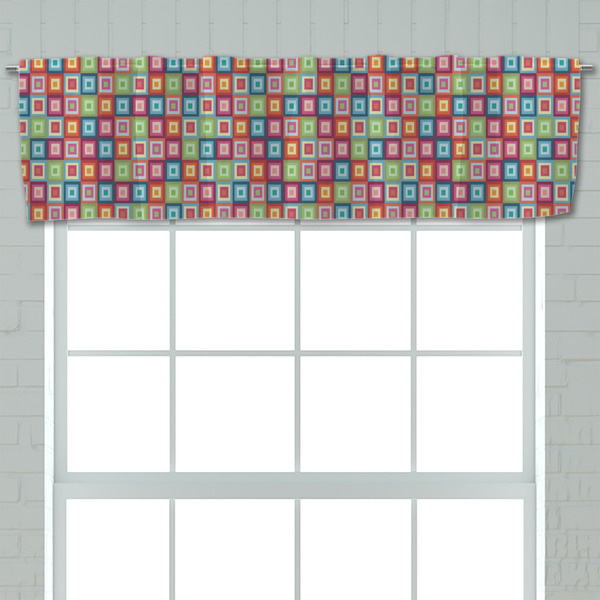 Retro Squares Valance - Closeup on window