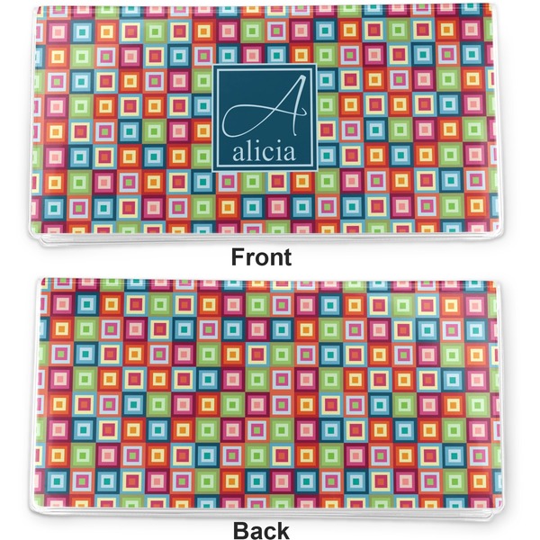 Retro Squares Vinyl Check Book Cover - Front and Back