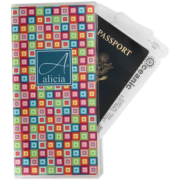 Custom Retro Squares Travel Document Holder