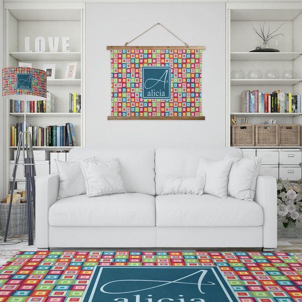 Retro Squares Wall Hanging Tapestry - IN CONTEXT