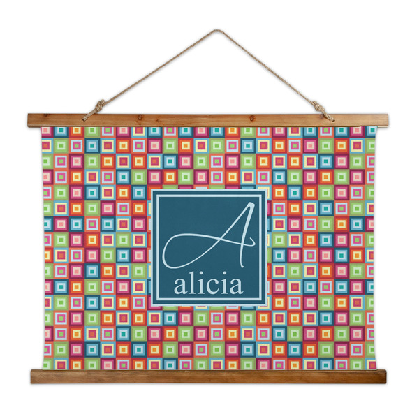 Custom Retro Squares Wall Hanging Tapestry - Wide (Personalized)
