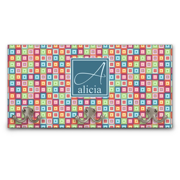 Custom Retro Squares Wall Mounted Coat Rack (Personalized)