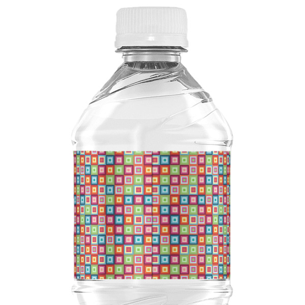 Retro Squares Water Bottle Label - Back View
