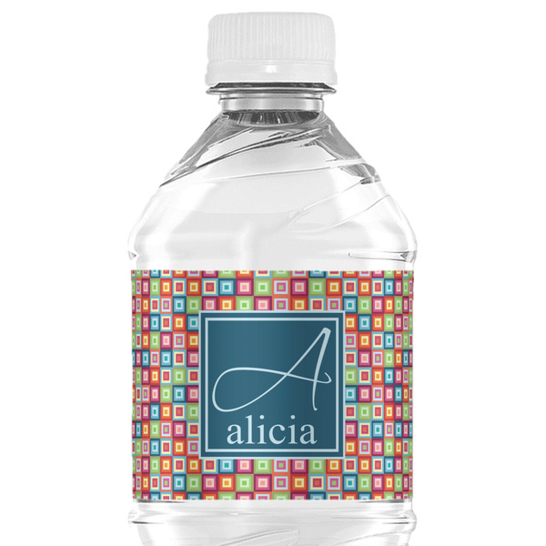 Custom Retro Squares Water Bottle Labels - Custom Sized (Personalized)
