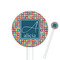 Retro Squares 5.5" Round Plastic Stir Sticks - White - Single Sided (Personalized)